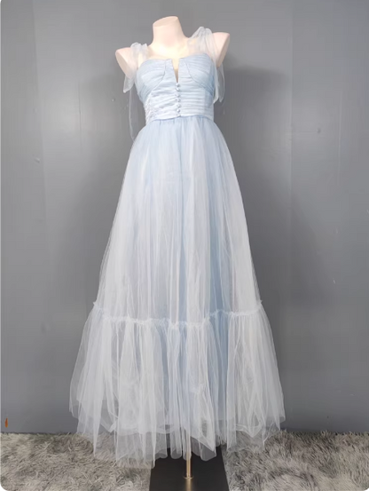 Sweet Green A-line Tulle Long Prom Dress Evening Dress Bridesmaid Dress P4499