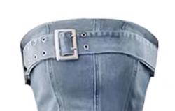 American hot girl tube top denim dress female pure desire hip wrap waist slim short skirt design niche R0124
