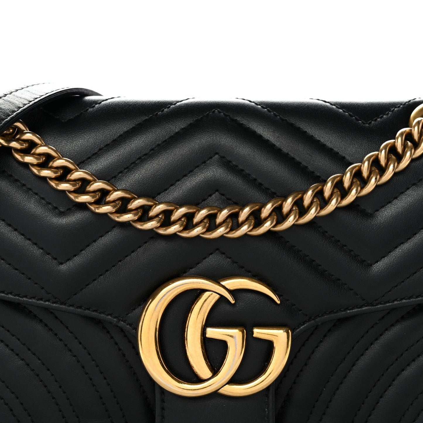 Calfskin Matelasse Small GG Marmont Shoulder Bag Black