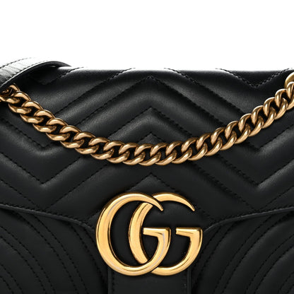 Calfskin Matelasse Small GG Marmont Shoulder Bag Black