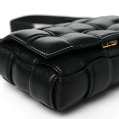 Nappa Maxi Intreccio Small Padded Cassette Crossbody Bag Black