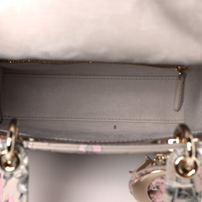Calfskin Flower Printed Small My ABCDior Lady Dior Pink Multicolor