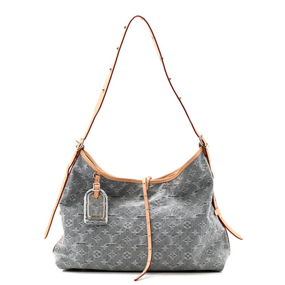 Monogram Denim CarryAll MM Washed Grey