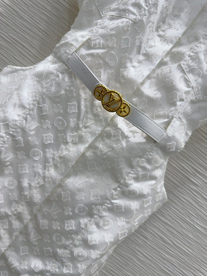LV 25S Classic Stylish Dress White Polyester