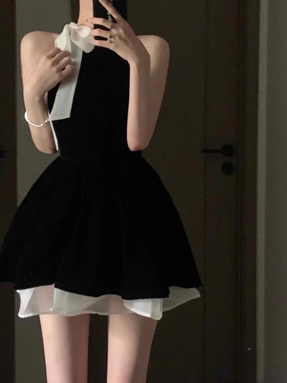 Classy Sleeveless Black Satin A Line Short Birthday Dress Graduation Homecoming Dress Y9031