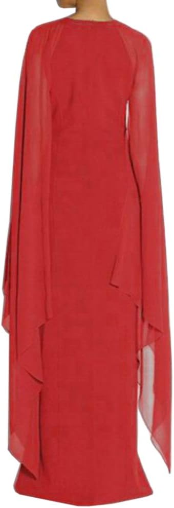 omberprom Women's Elegant Flare Sleeve Formal Evening Gowns Maxi Dress Simple Party Dress With Slit