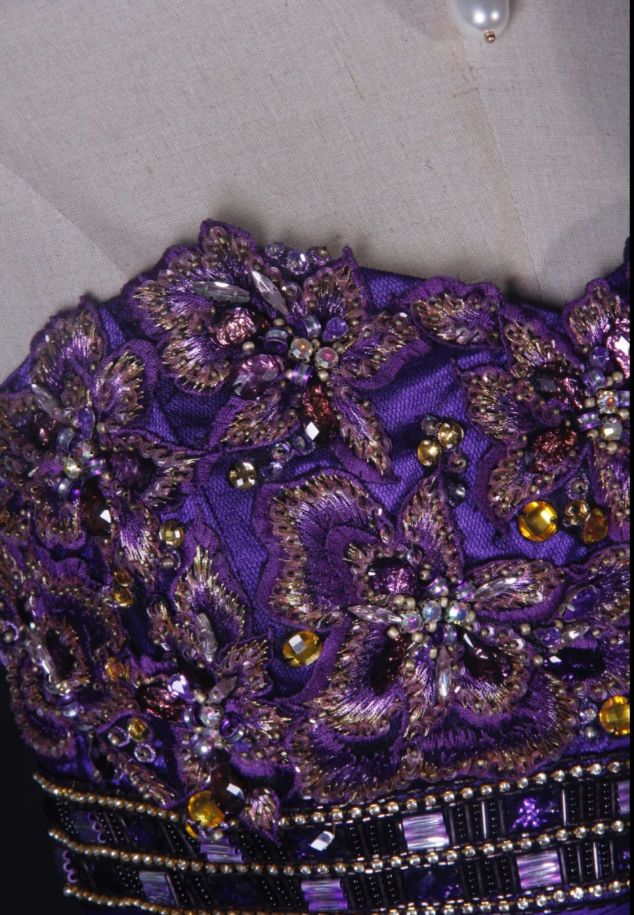 Charming Purple One Shoulder Satin Pleated Beaded Mermaid Prom Dress Evening Gown With Embroidery Appliques