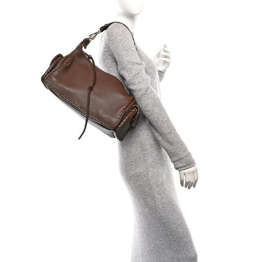 Grained Calfskin Nahir Shoulder Bag Nut