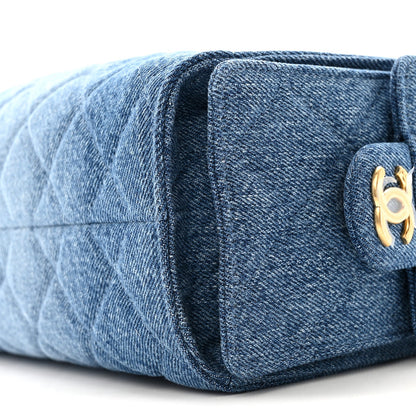 Washed Denim Quilted Mini Chanel 25 Handbag Blue