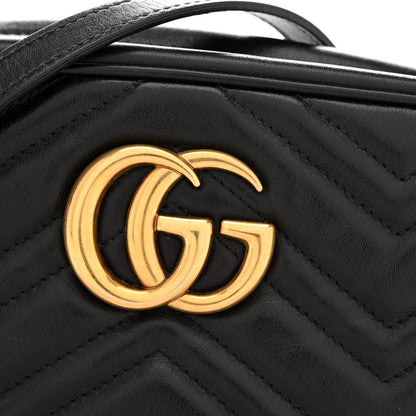 Calfskin Matelasse Small GG Marmont Chain Shoulder Bag Black