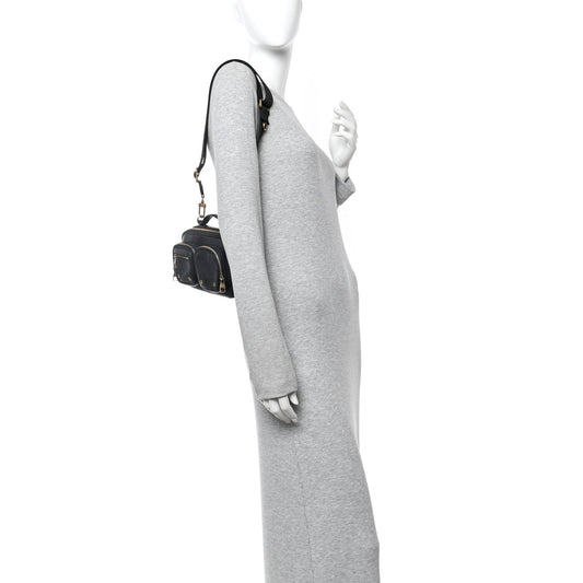 Calfskin Monogram Embossed Utility Crossbody Black