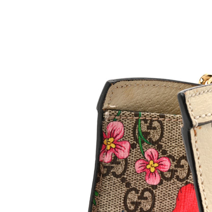GG Supreme Monogram Flora Textured Calfskin Small Padlock Tote Beige Ebony Multicolor Mystic White