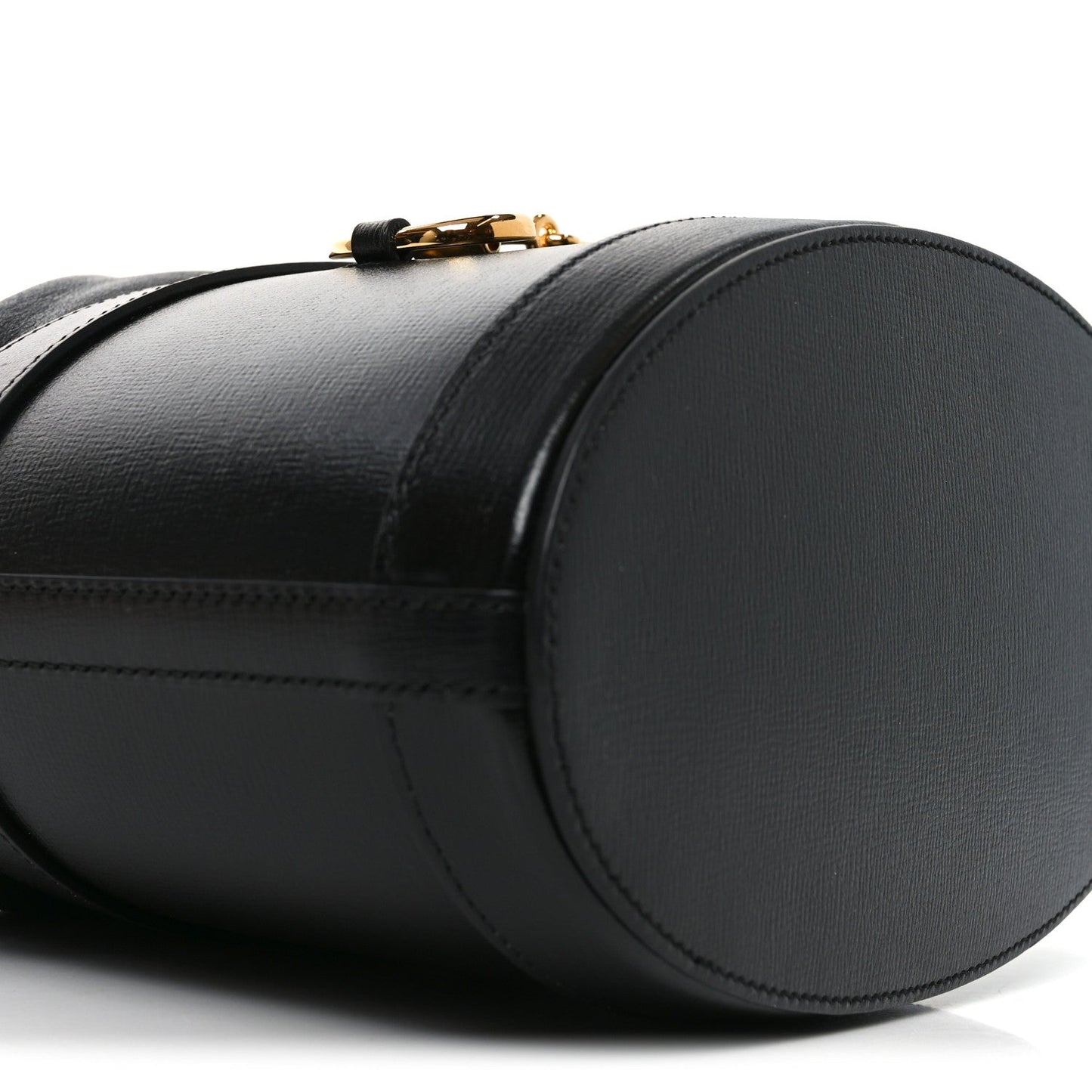 Azalea Sakai Calfskin Horsebit 1955 Drawstring Bucket Bag Black