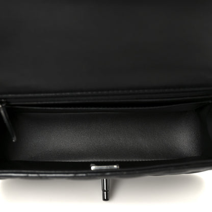 Lambskin Quilted Mini Top Handle Rectangular Flap So Black