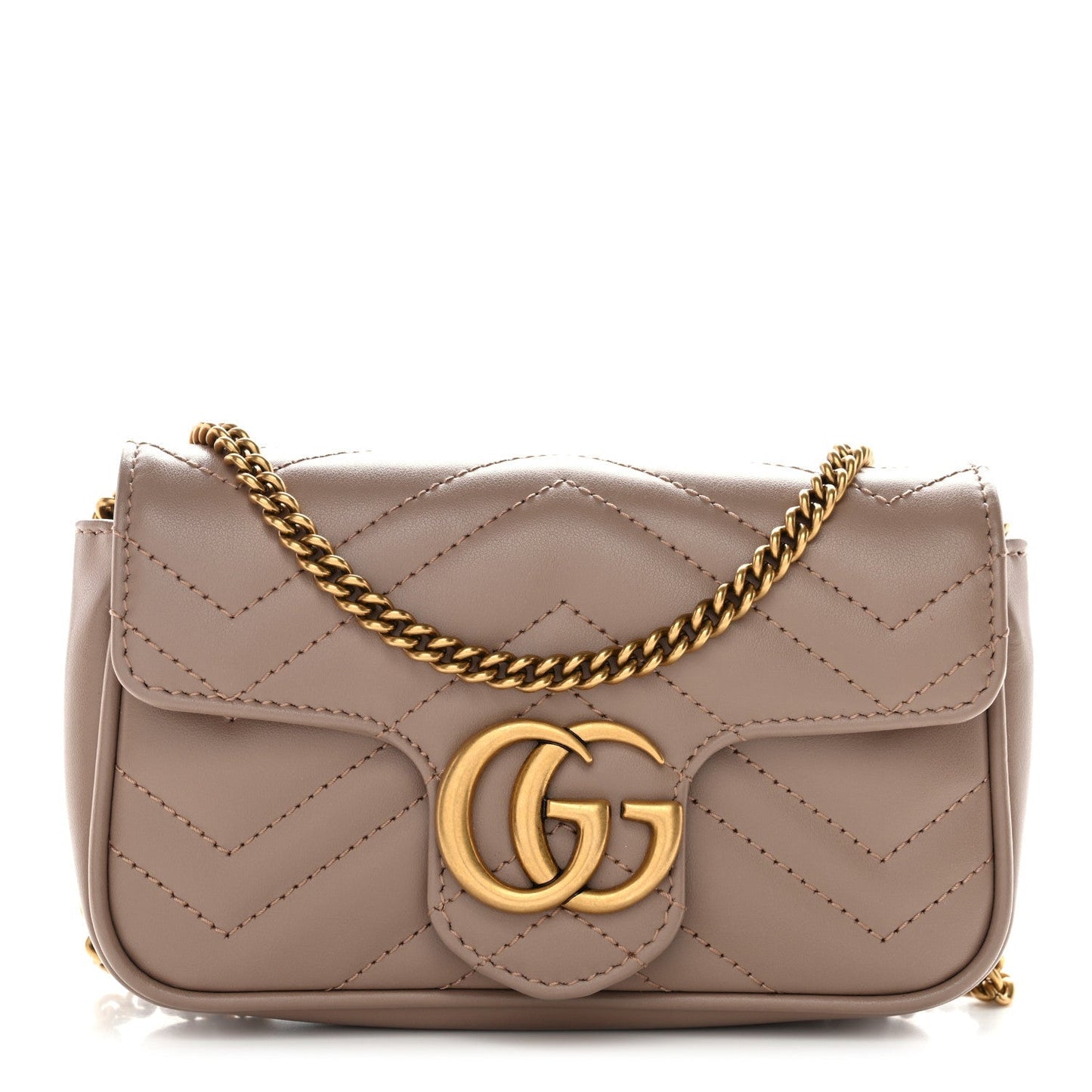 Calfskin Matelasse Super Mini GG Marmont Shoulder Bag Porcelain Rose