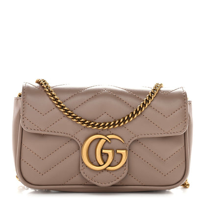 Calfskin Matelasse Super Mini GG Marmont Shoulder Bag Porcelain Rose