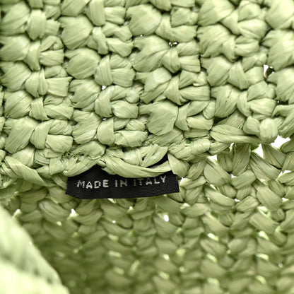 Yarn Raffia Effect Crochet Small Logo Tote Acqua