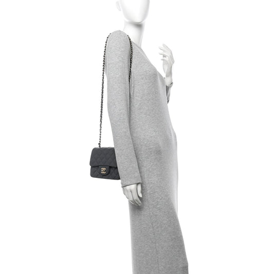 Lambskin Quilted Mini Square Flap Dark Grey