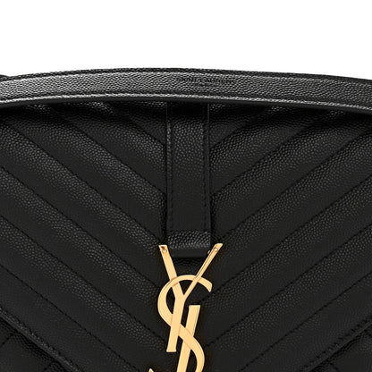 Grain De Poudre Textured Mixed Matelasse Large Triquilt Monogram Satchel Black