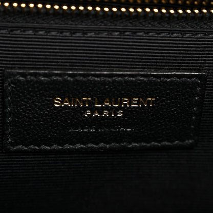 Grain De Poudre Textured Mixed Matelasse Large Triquilt Monogram Satchel Black