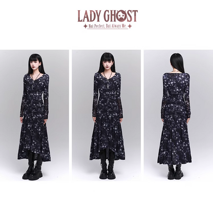 New Fashion Design Floral Pattern Women Long-sleeved Dress TP2946