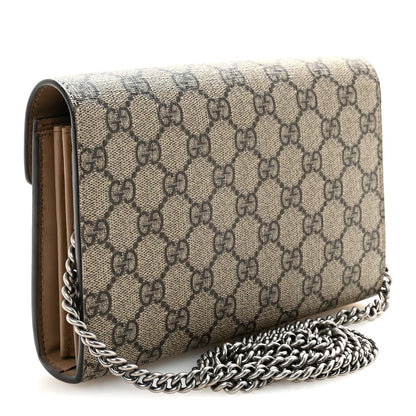 GG Supreme Monogram Mini Dionysus Chain Wallet Beige Taupe