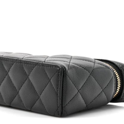 Caviar Quilted Top Handle Slim Vanity With Chain Black