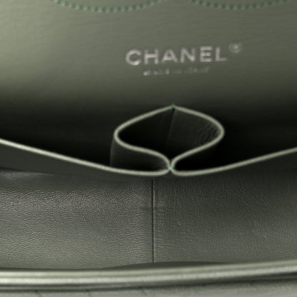 Caviar Chevron Quilted Jumbo Double Flap Green