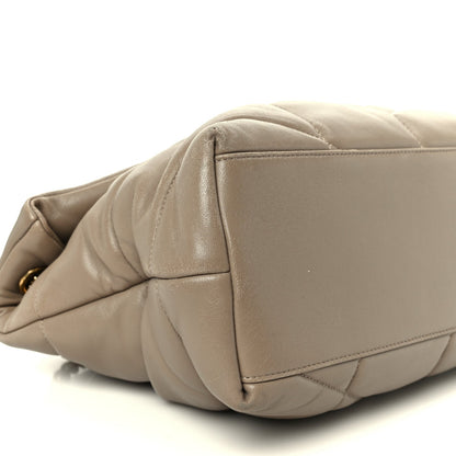 Lambskin Quilted Medium Loulou Puffer Monogram Chain Satchel Dusty Grey