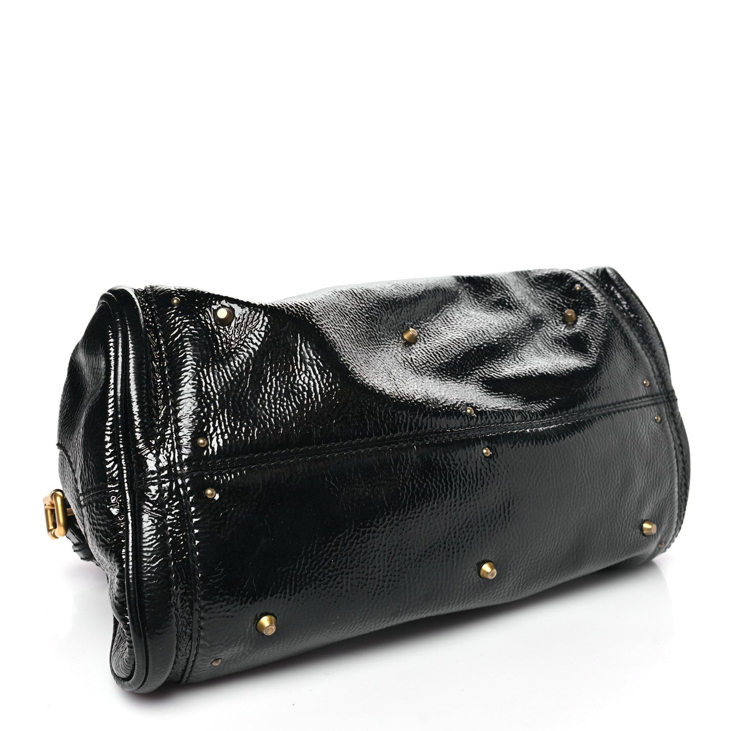 Crinkled Patent Medium Paddington Satchel Black
