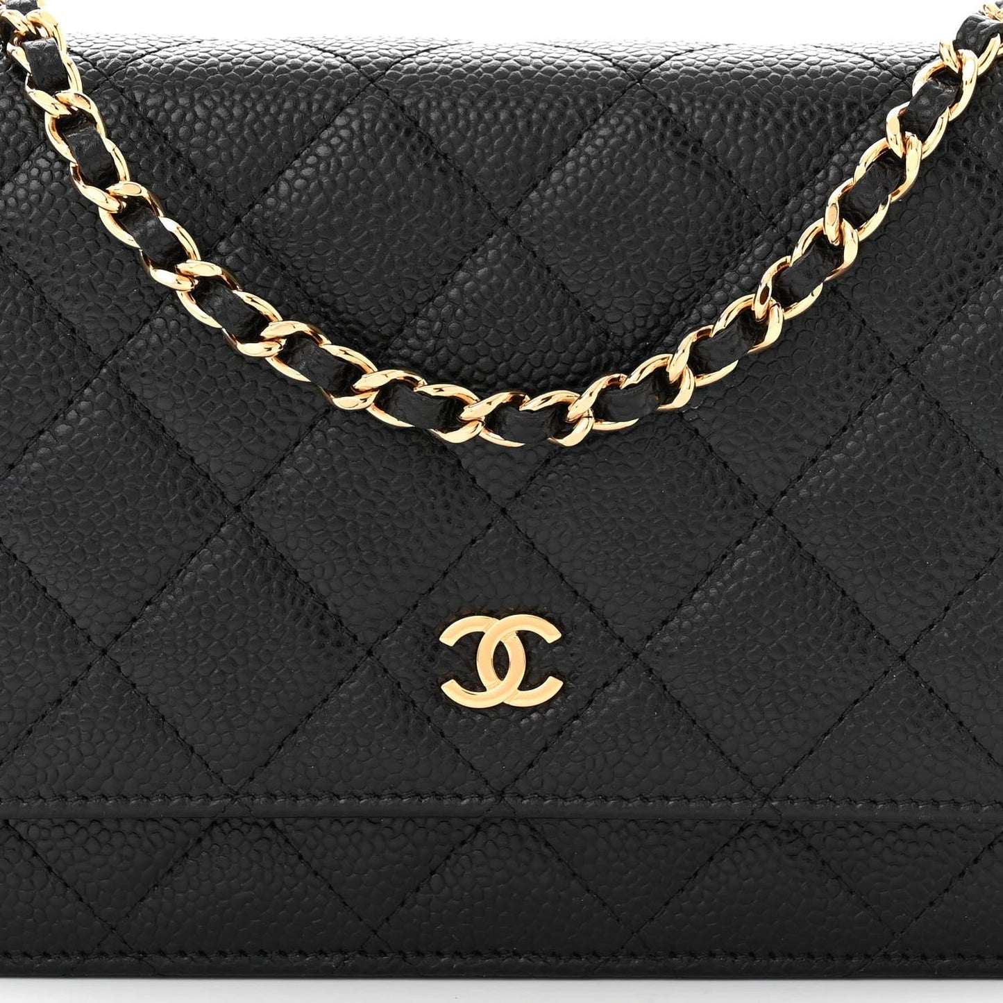 Caviar Quilted Wallet on Chain WOC Black