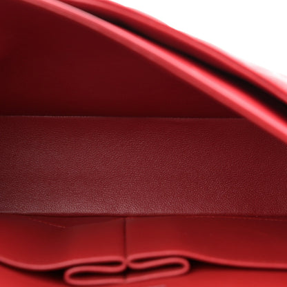 Lambskin Quilted Medium Double Flap Red