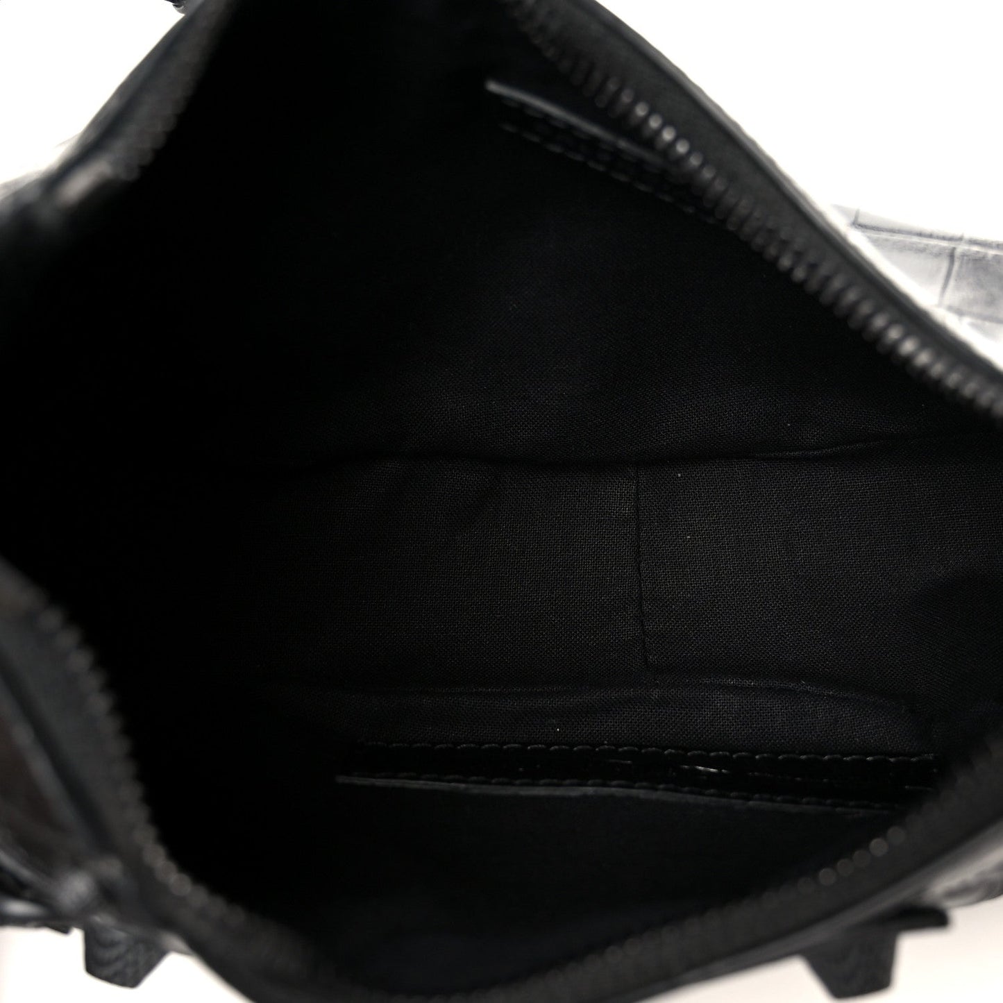Extra Supple Calfskin Crocodile Embossed Monochrome Le Cagole Shoulder Bag XS Black