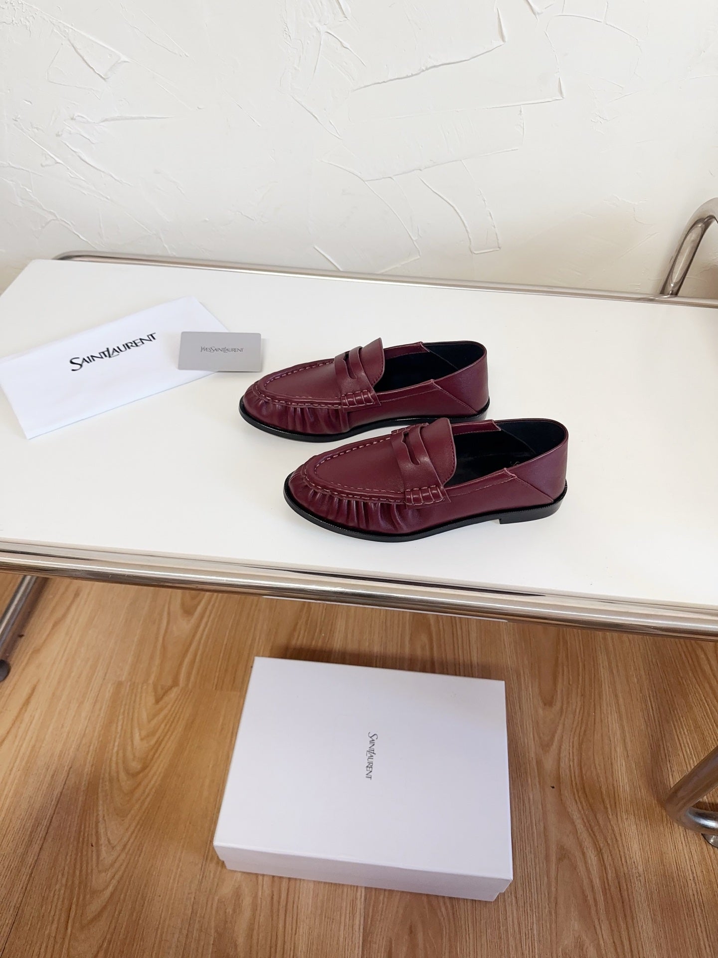 YSL Le Loafer Supple Dark Burgundy Smooth Leather