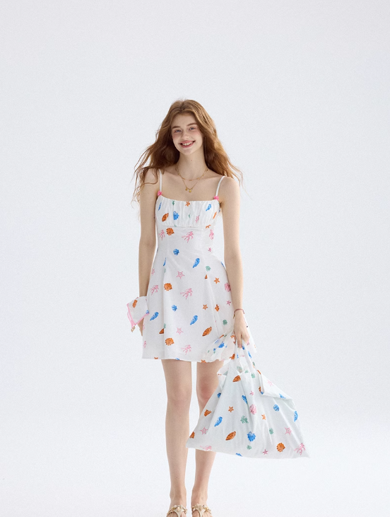 Dreamy sugar-coated floral dress French suspender skirt holiday wear short skirt skirt female summer R3426