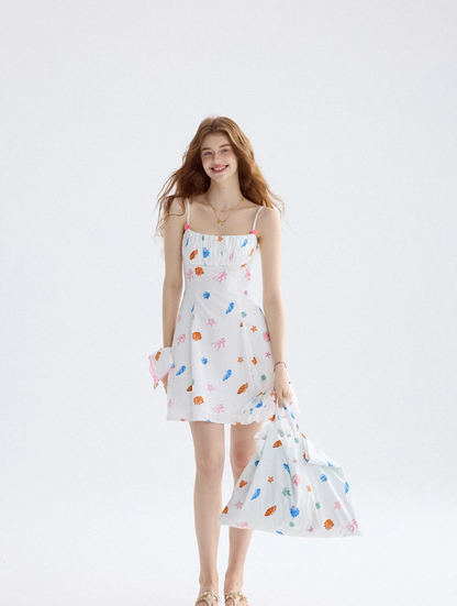 Dreamy sugar-coated floral dress French suspender skirt holiday wear short skirt skirt female summer R3426