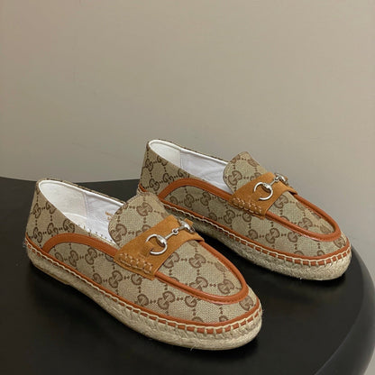 GG 26ss Slip-on Loafers Camel Beige Denim 593496