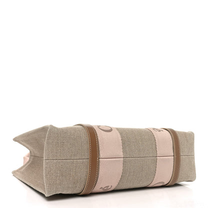 Linen Calfskin Medium Woody Ribbon Tote Blushy Beige