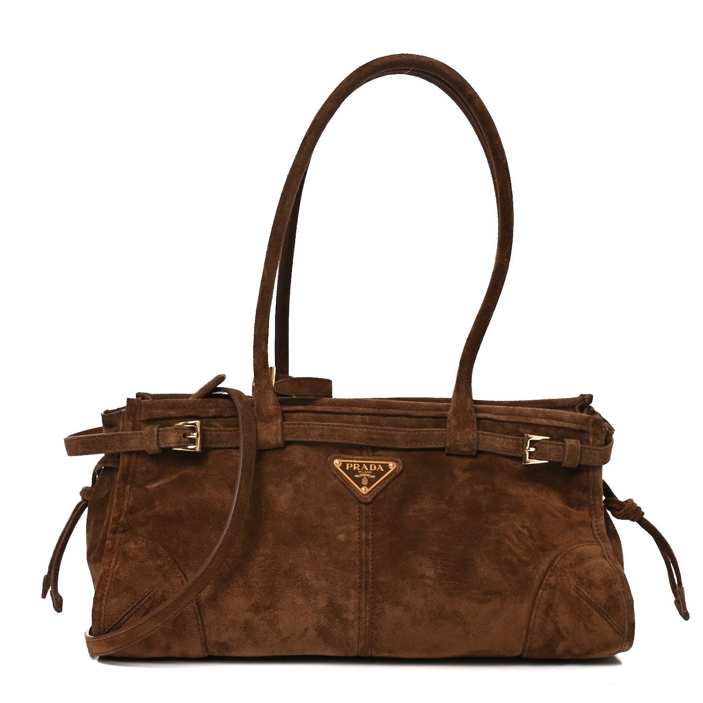 Suede Triangle Medium Bonnie Shoulder Bag Cacao