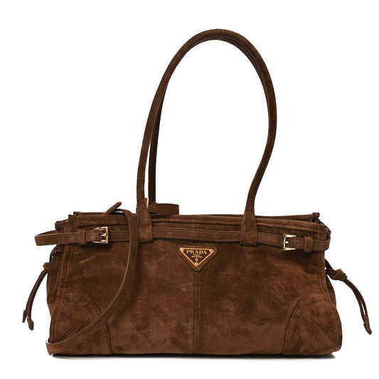 Suede Triangle Medium Bonnie Shoulder Bag Cacao