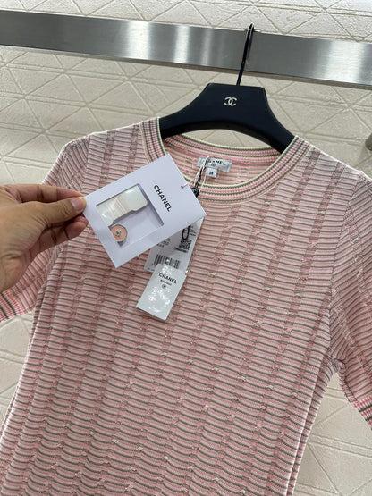 CHANEL KNIT CASHMERE SHORT SLEEVE DRESS STYLE 277