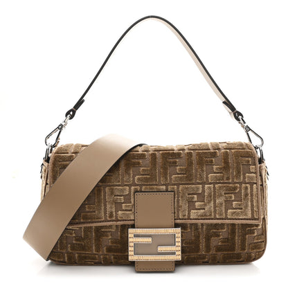 Velvet Jacquard Crystal FF Baguette Cappuccino