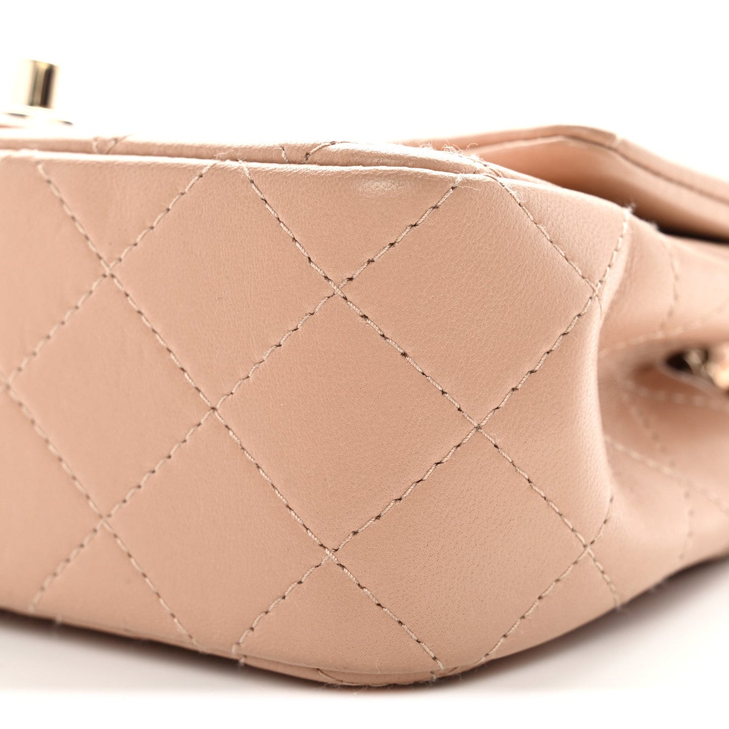 Lambskin Quilted Mini Rectangular Flap Beige
