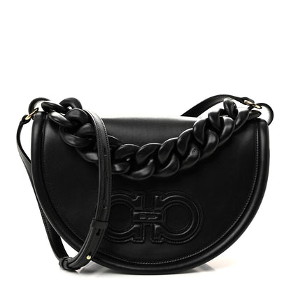 Calfskin Aura Shoulder Bag Black