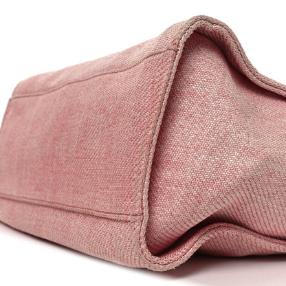Woven Straw Raffia Medium Deauville Tote Pink White