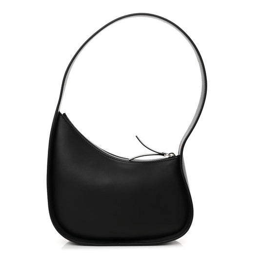 Smooth Calfskin Half Moon Shoulder Bag Black