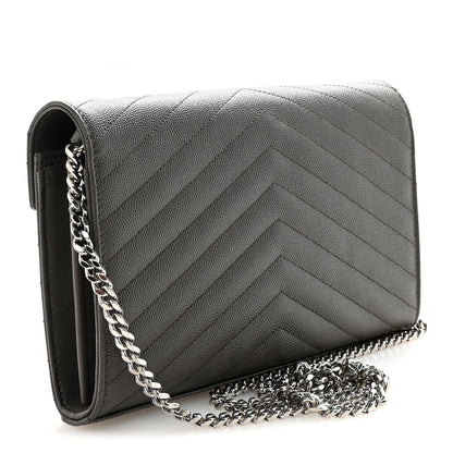 Grain De Poudre Matelasse Chevron Monogram Chain Wallet Earth