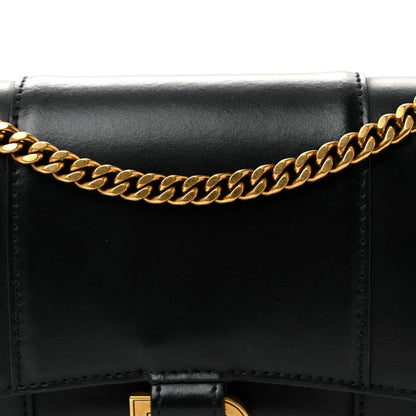 Shiny Box Calfskin Hourglass Chain Bag Black
