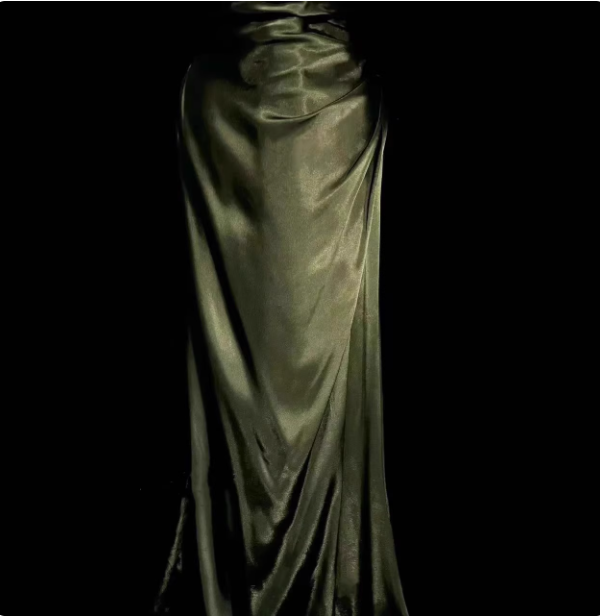 Elegant Dark Green Spaghetti Strap V-neck Ruched Satin Long Prom Dress Evening Dress P4505