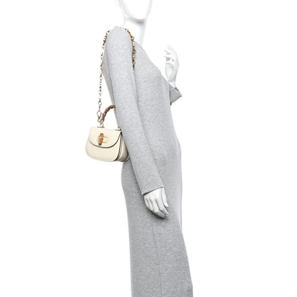 Patent Crystal Mini Bamboo 1947 Top Handle Chain Bag White